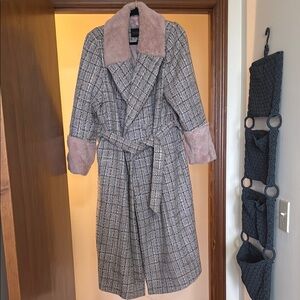 Plaid Coat with Pink Accents